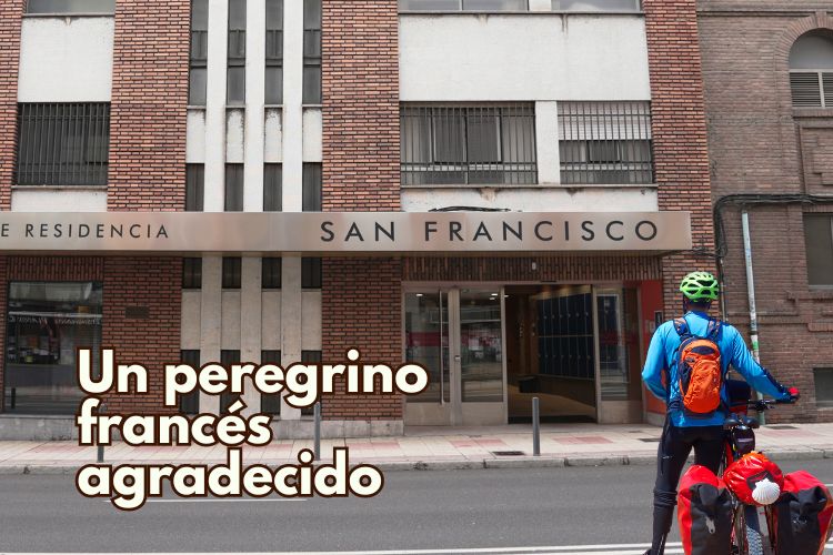 Un peregrino francés en bici y una parada en la Residencia San Francisco